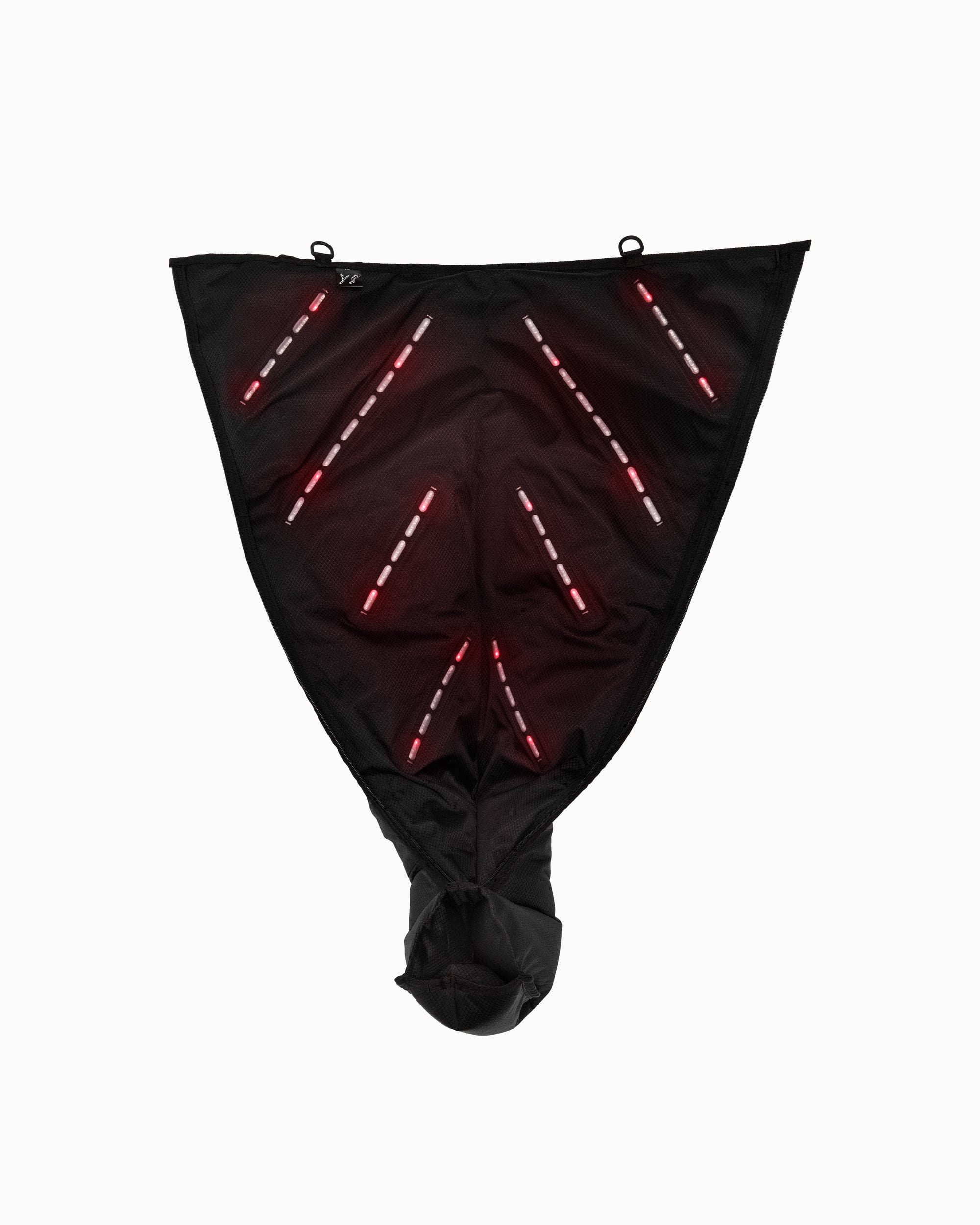 Inside of the Flowpression Boots Ultra Red Light opened flat, showing rows of red light LEDs along the thigh section.
