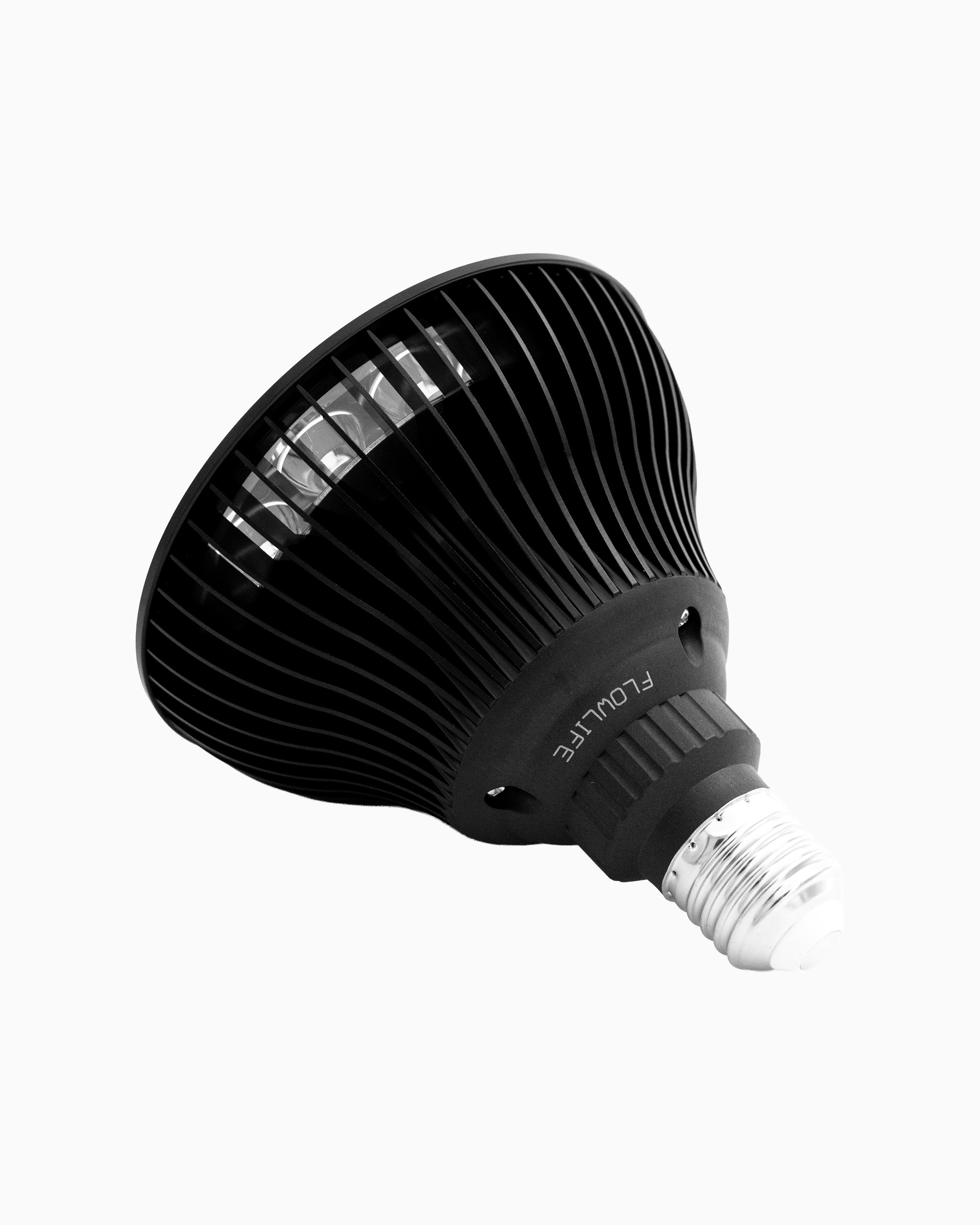 Flowlight Bulb 50 Six Waves with a black ridged heat sink and E27 screw base for targeted red light therapy.